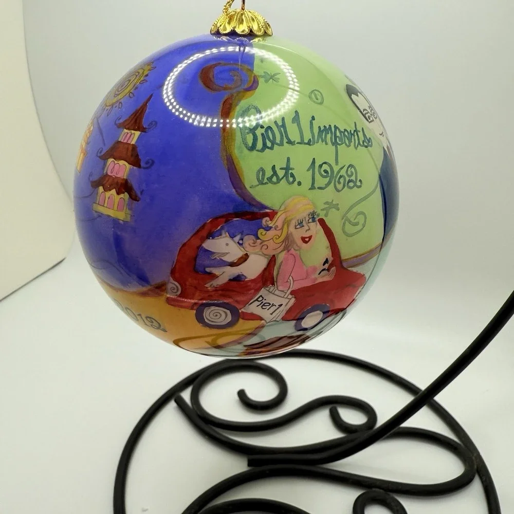 Pier 1 Imports 50 Years Christmas Glass Ornament 2012 Li Bien Hand Painted